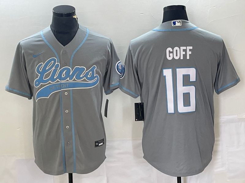 Men Detroit Lions #16 Goff Grey Co Branding Nike Game NFL Jersey style 1